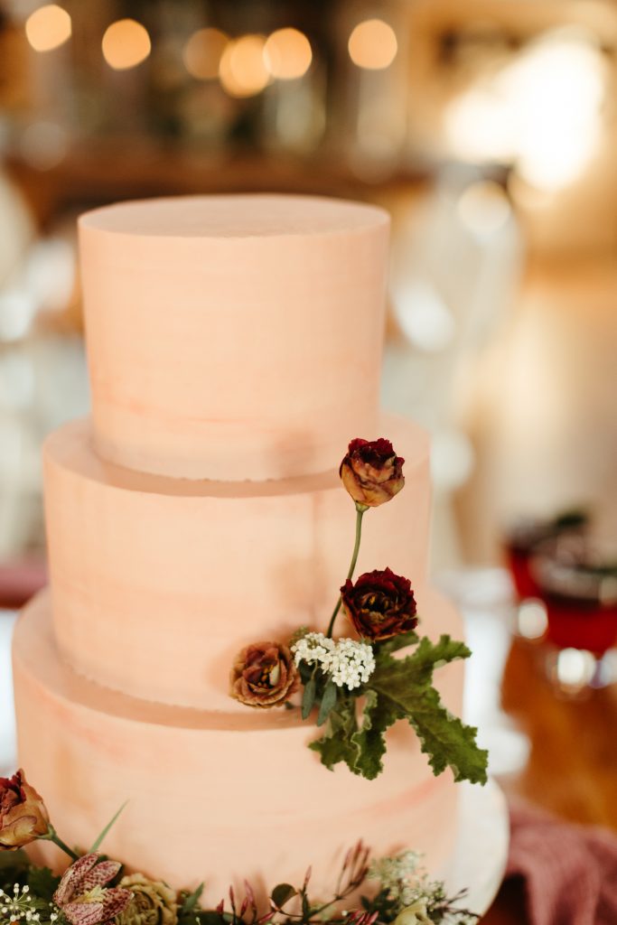 pink cake with floral
