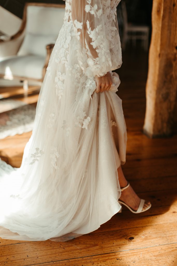 bride with elegant lace dress