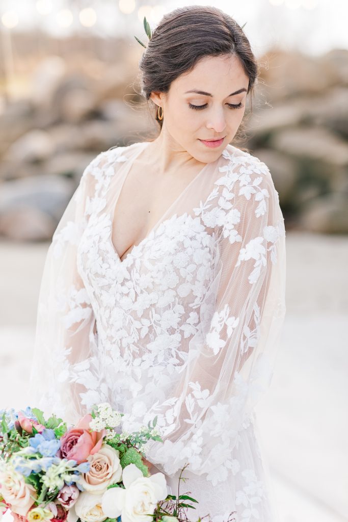 lace dress with bride romantic
