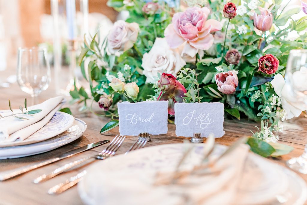Elegant place settings and name cards