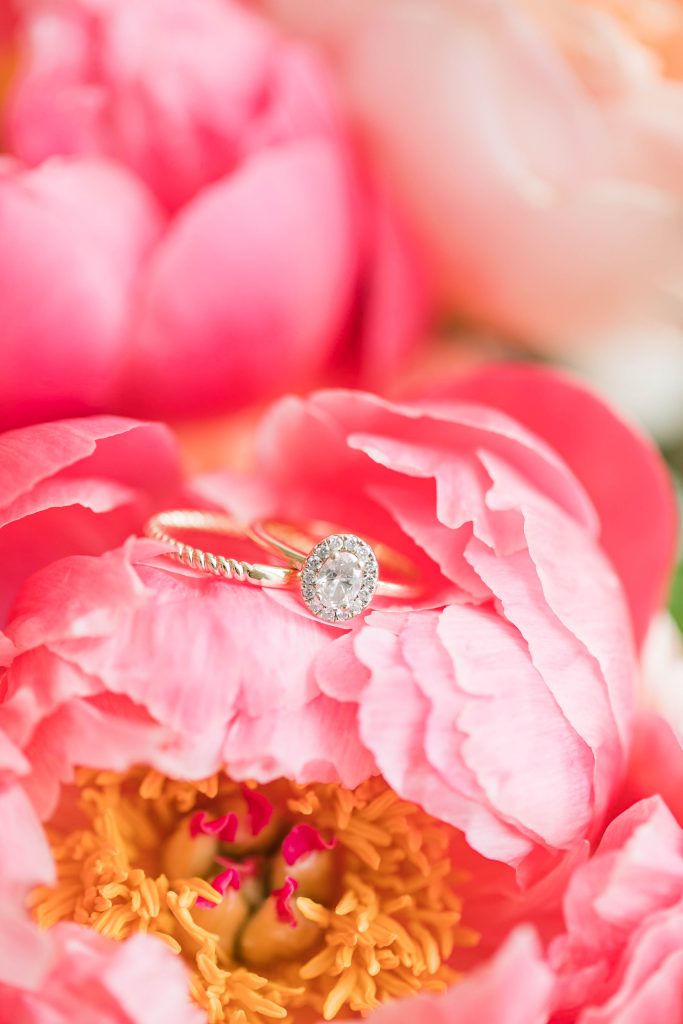 spring wedding flowers and ring details
