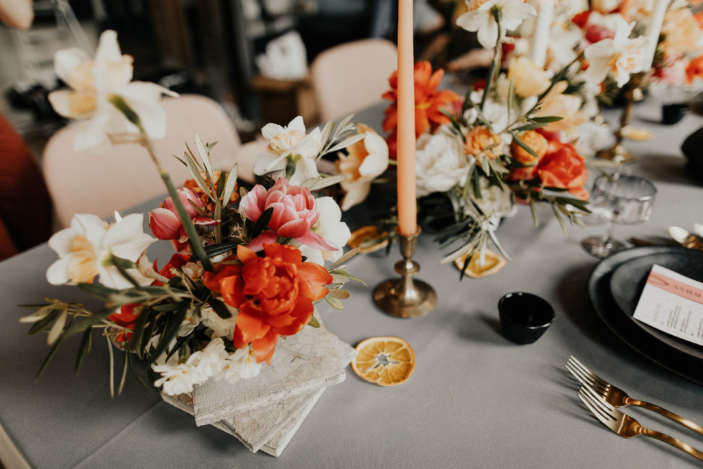 colorful modern tablescape with tile