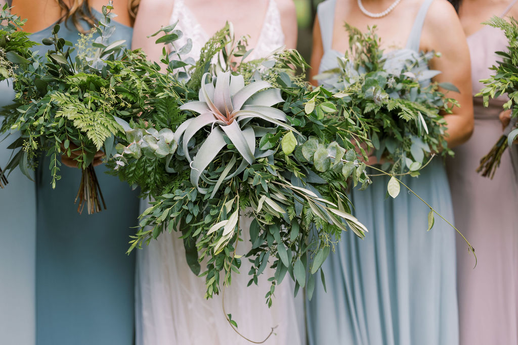 succulents and greenery brides bouquet woodland